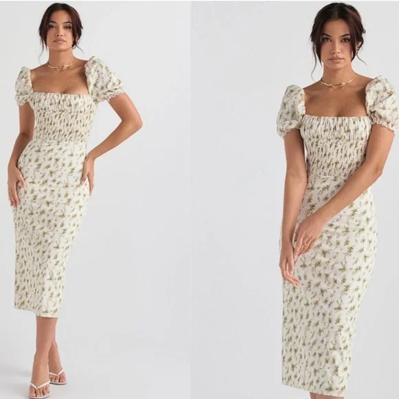 HOUSE OF CB 'Bellucci' Garden Print Shirred Sundress